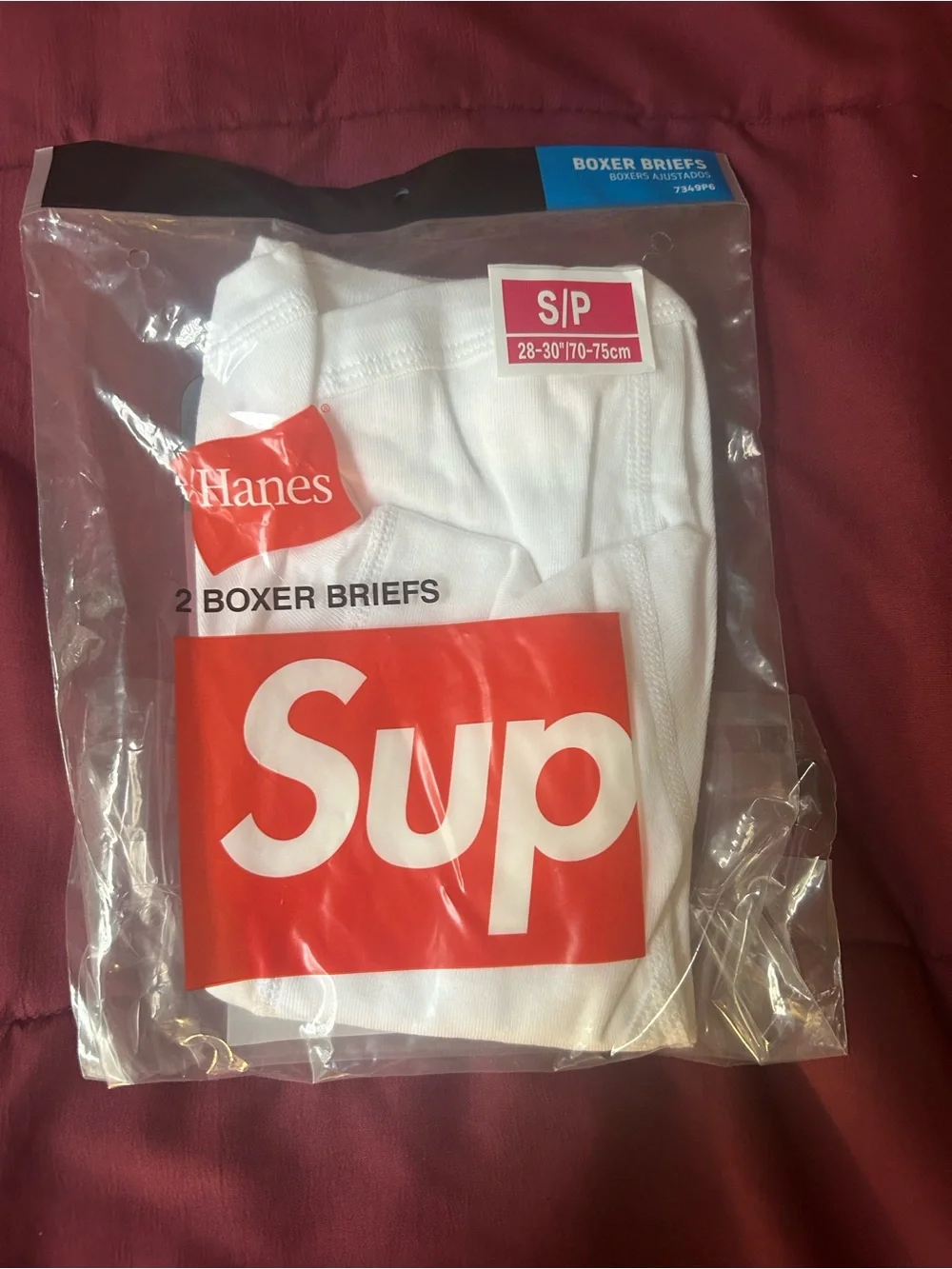 Supreme White Boxer Briefs with Red Logo - Small